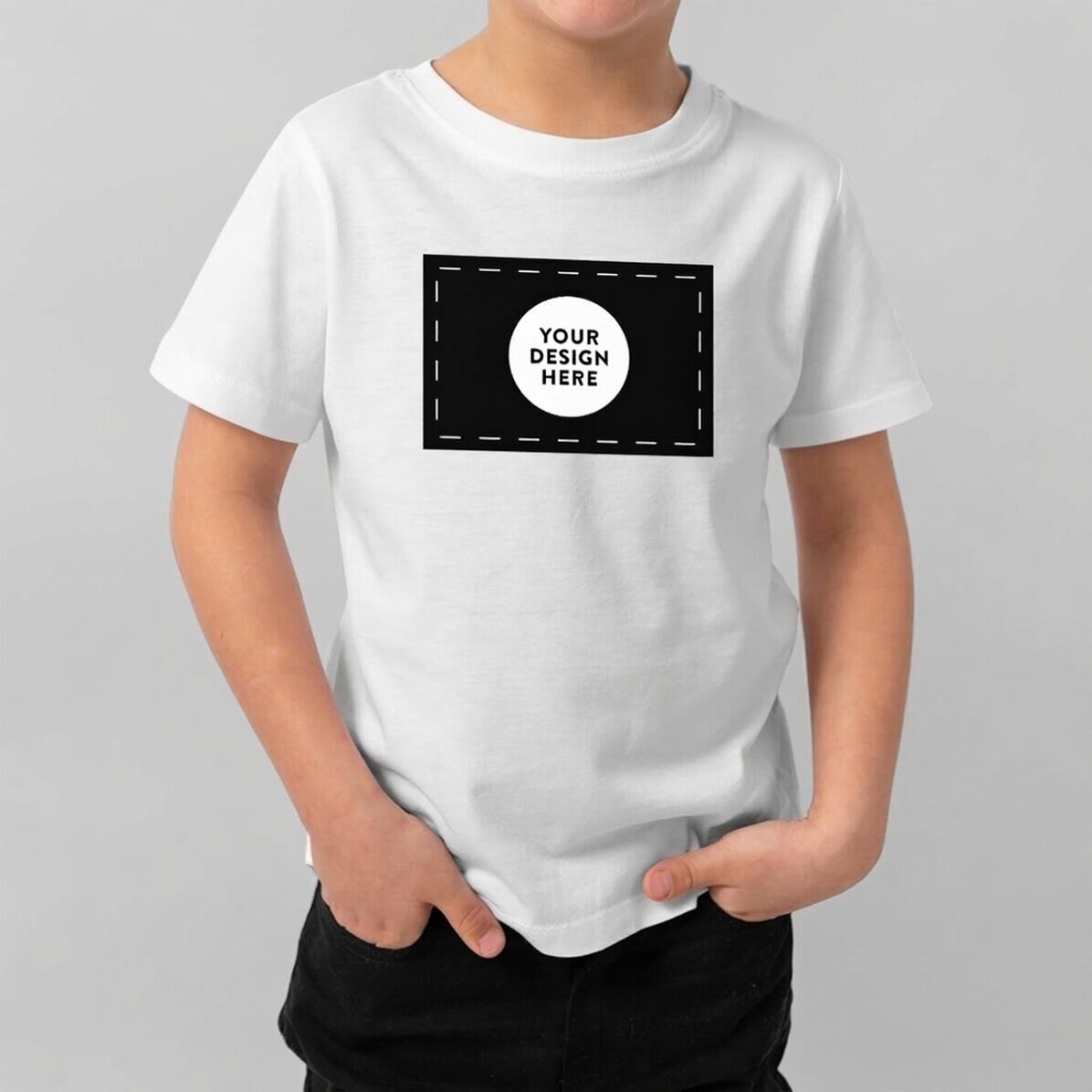 Camiseta de algodón para niños personalizada con tu diseño horizontal