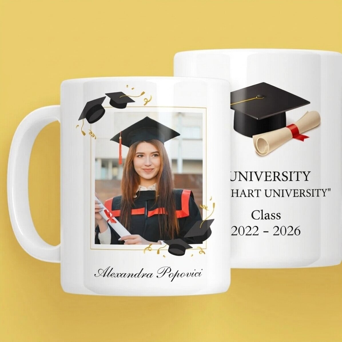 Taza personalizada con una foto y un texto - Graduación