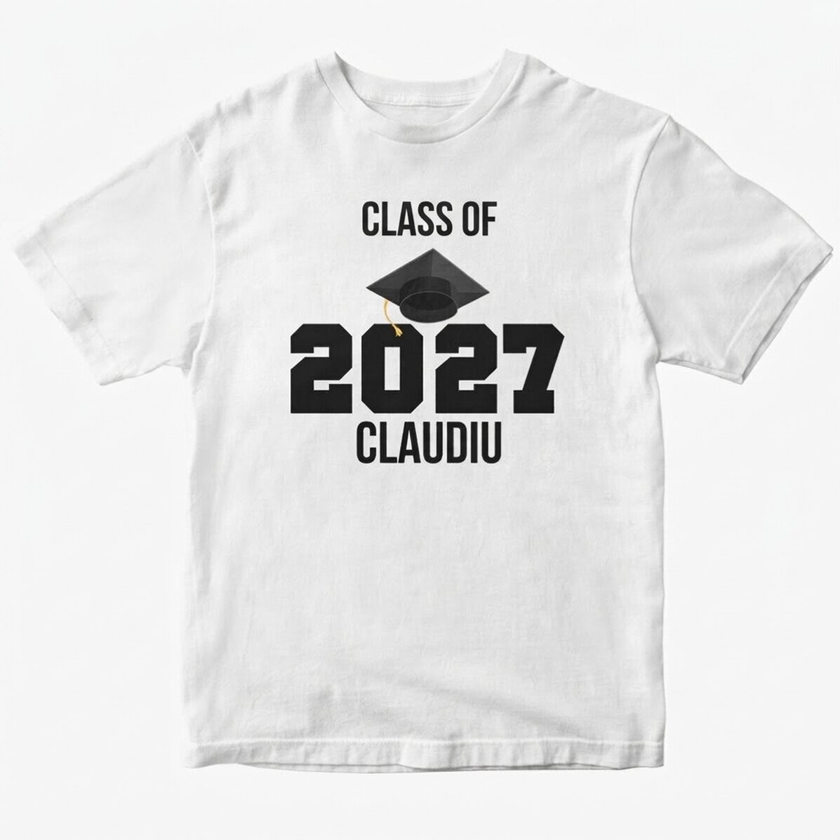 Camiseta de algodón personalizada con texto: «Graduación»