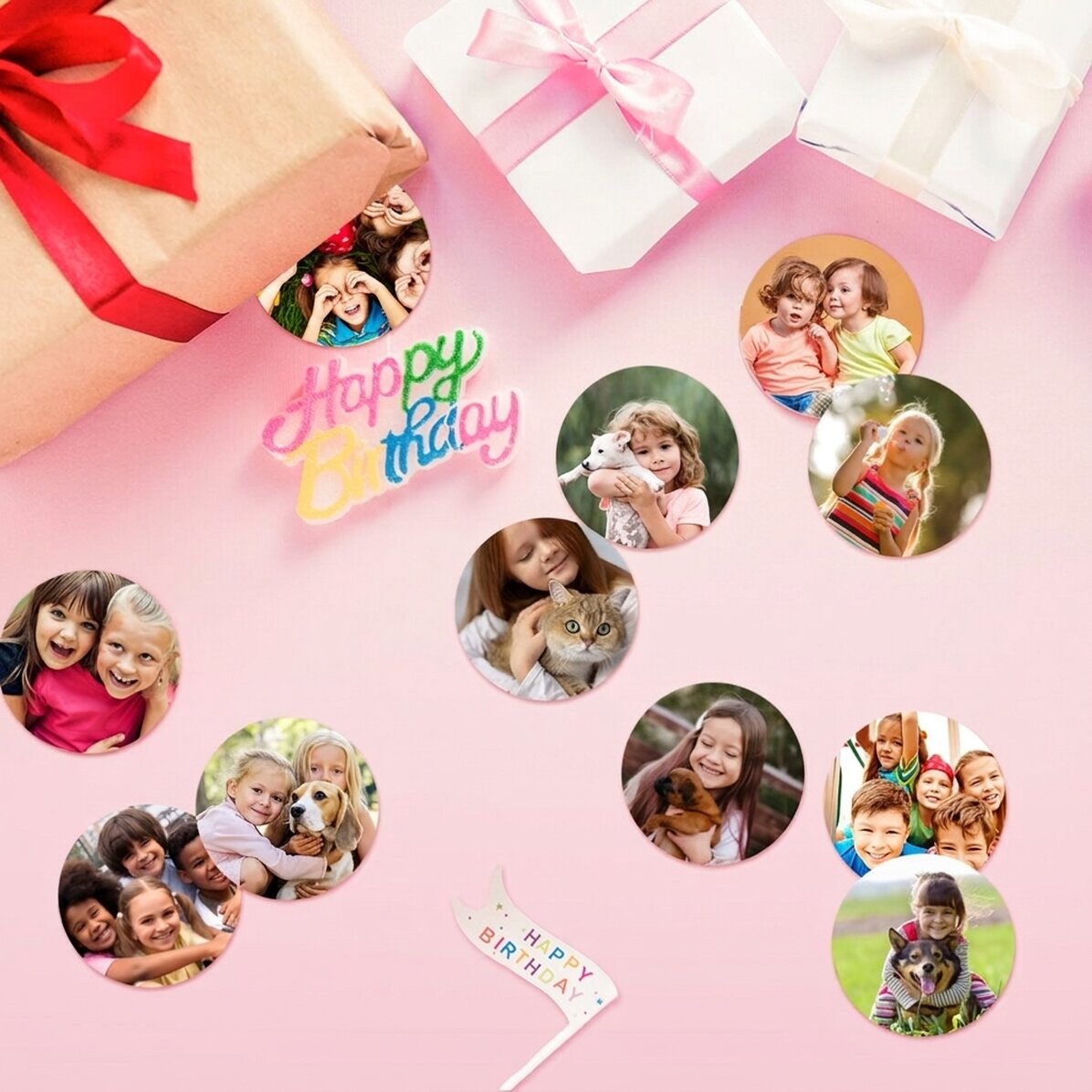 Lote de 12 pegatinas (etiquetas autoadhesivas) redondas personalizadas con fotos