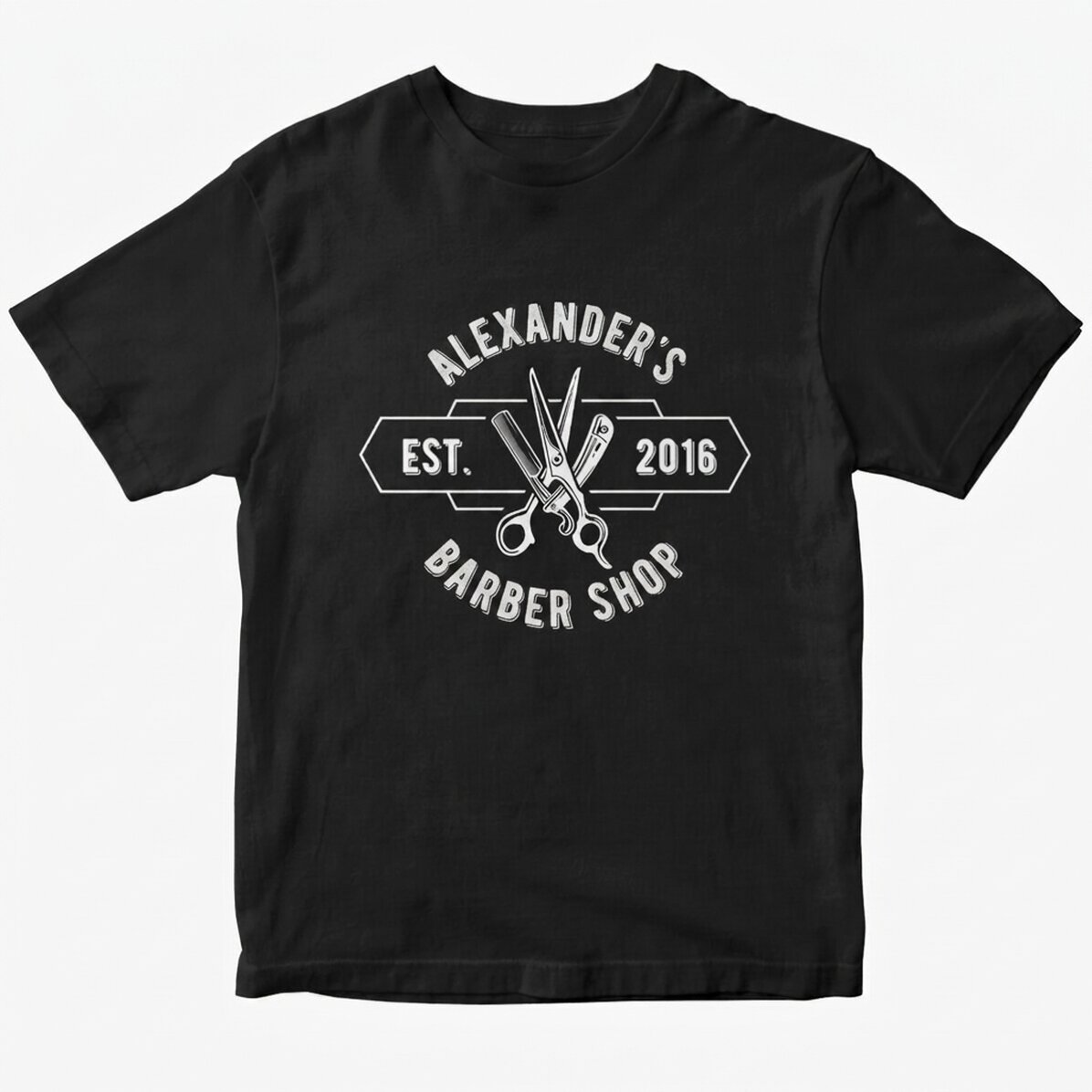 Camiseta de algodón personalizada con texto - Barber Shop
