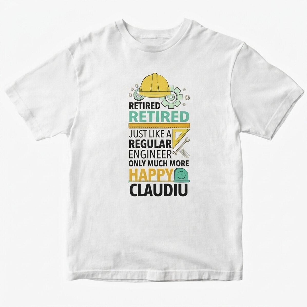 Camiseta de algodón personalizada con texto: «Ingeniero jubilado»