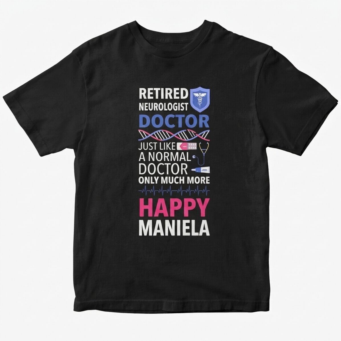 Camiseta de algodón personalizada con texto: «Médico jubilado»