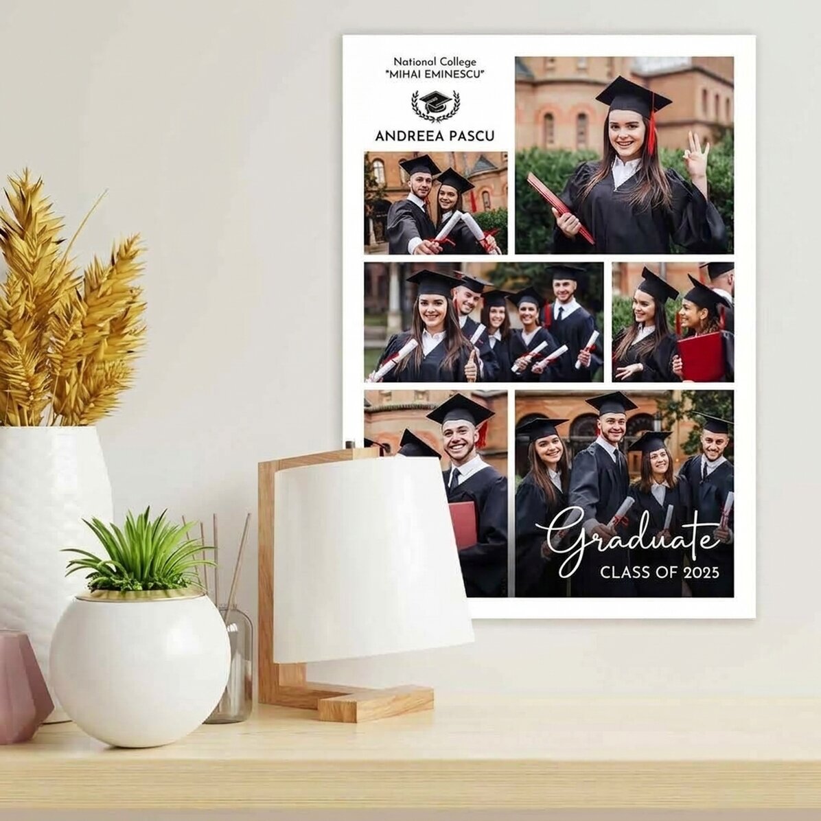 Póster personalizado con 6 fotos y texto - Graduación