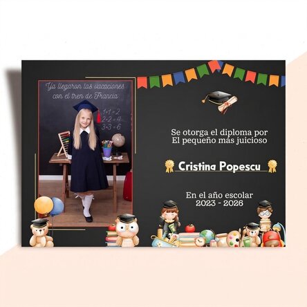 Diploma personalizado con foto y texto - Para la escolar