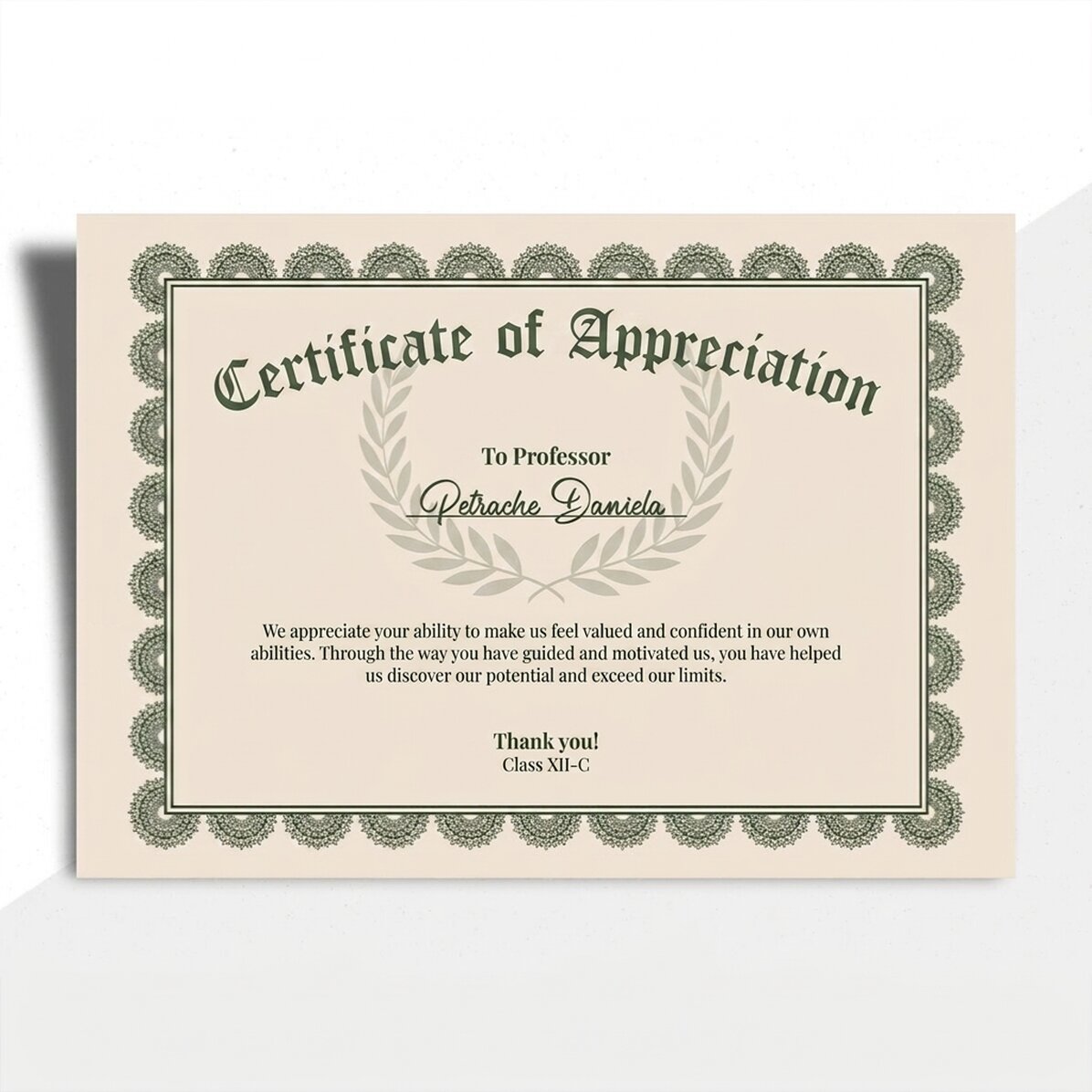 Diploma con texto personalizado - Certificado de reconocimiento