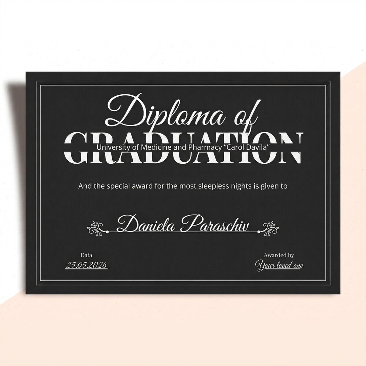 Diploma personalizada con texto - Diploma de graduación