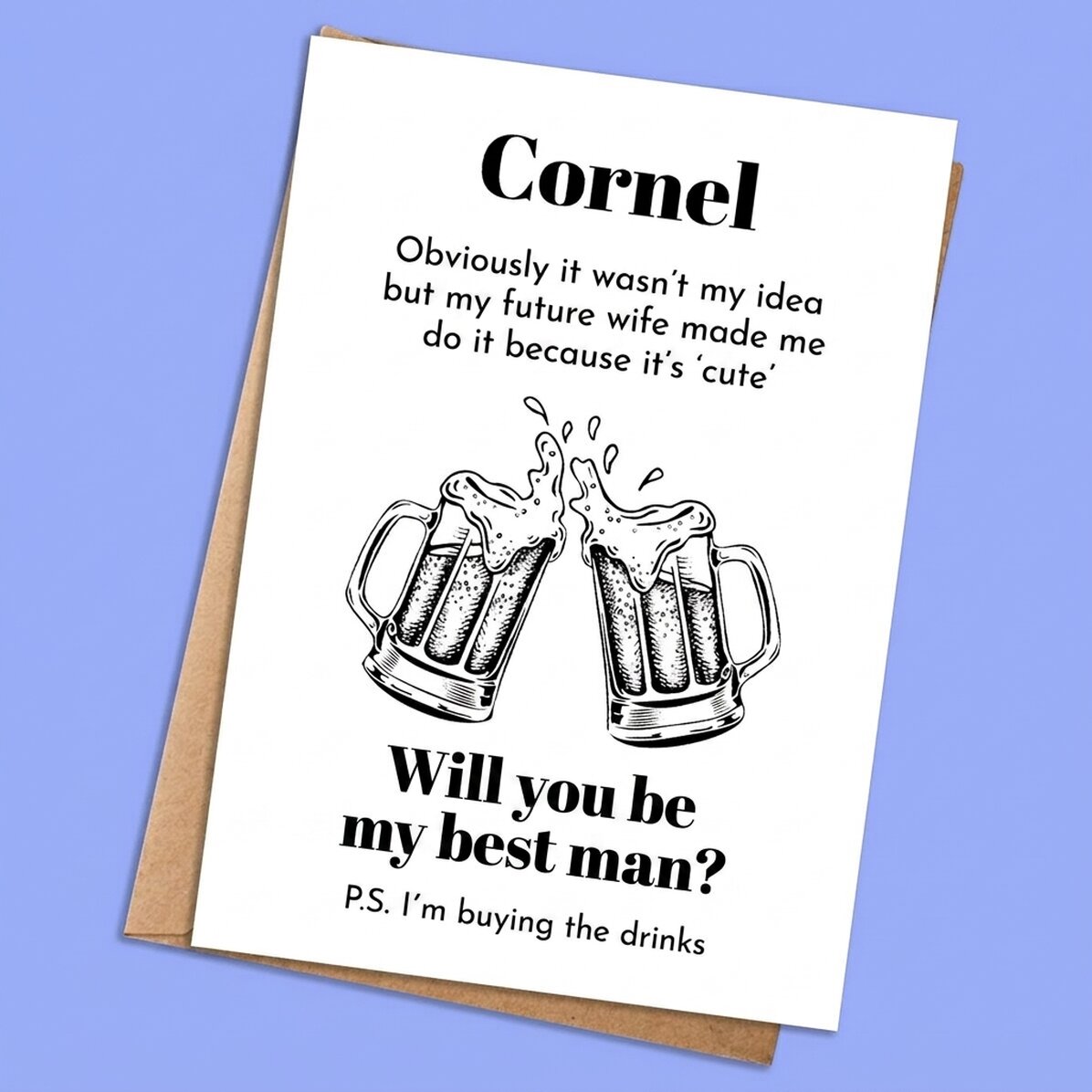 Tarjeta personalizada con texto - Invitación para el padrino de boda