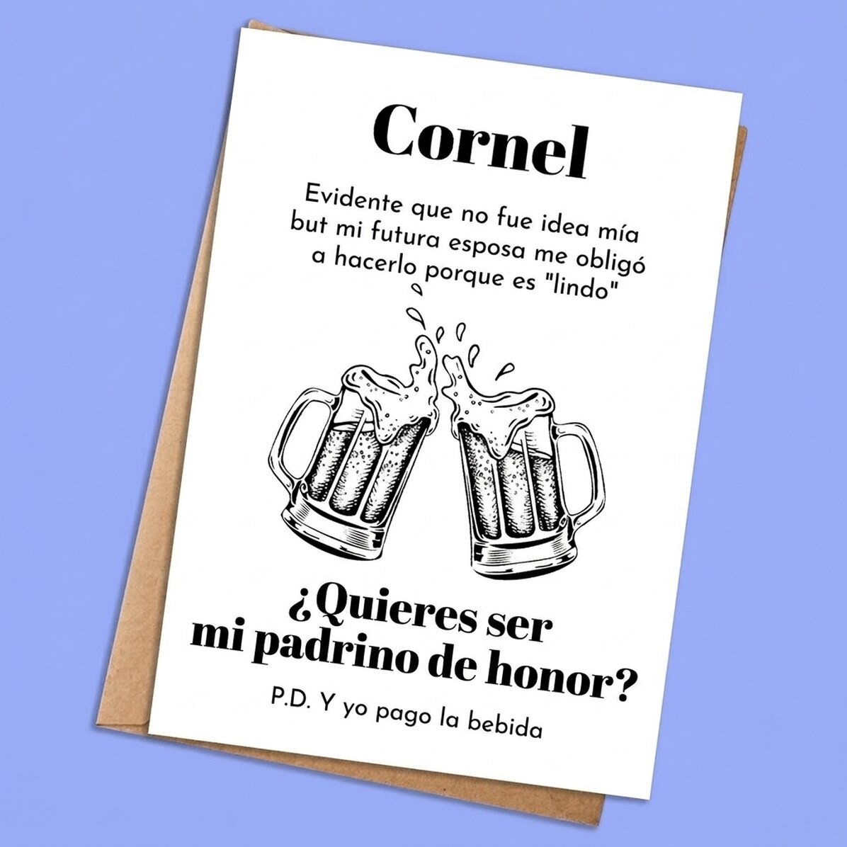 Tarjeta personalizada con texto - Invitación para el padrino de boda