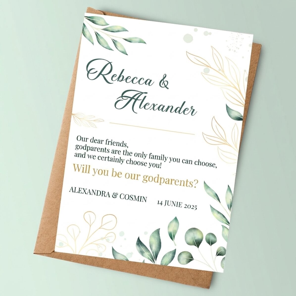 Tarjeta personalizada con texto - Solicitud para ser padrino