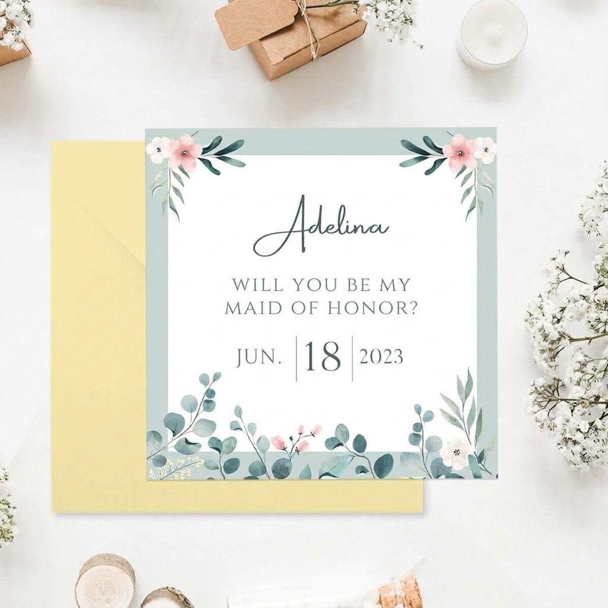 Tarjeta cuadrada personalizada con texto - Invitación