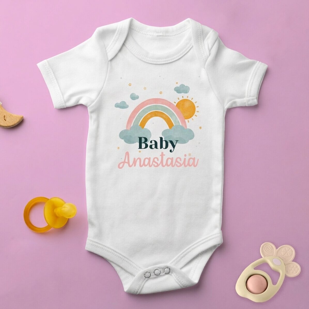 Body para niños personalizado con nombre - Arcoíris