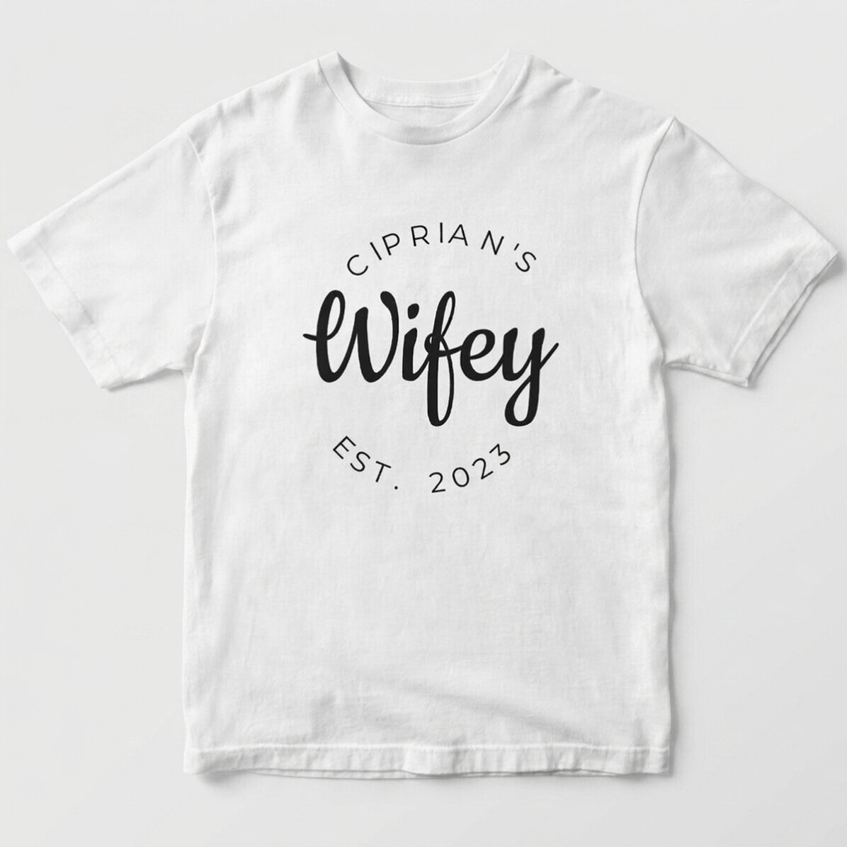 Camiseta de algodón personalizada con texto - Hubby & Wifey