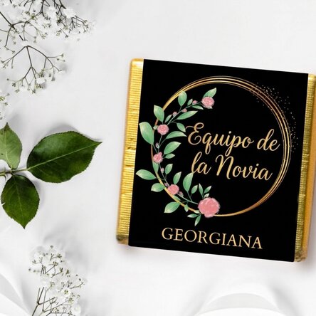 Mini bombón de chocolate personalizado con mensaje - Floral
