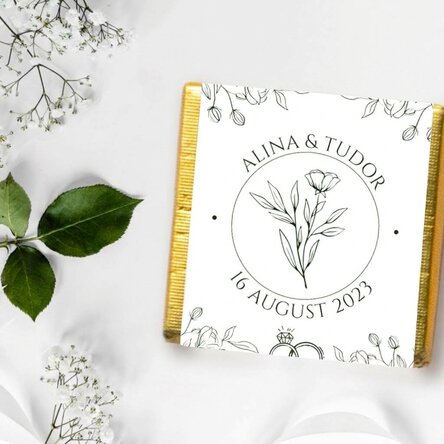 Mini bombón de chocolate personalizado con mensaje - diseño floral
