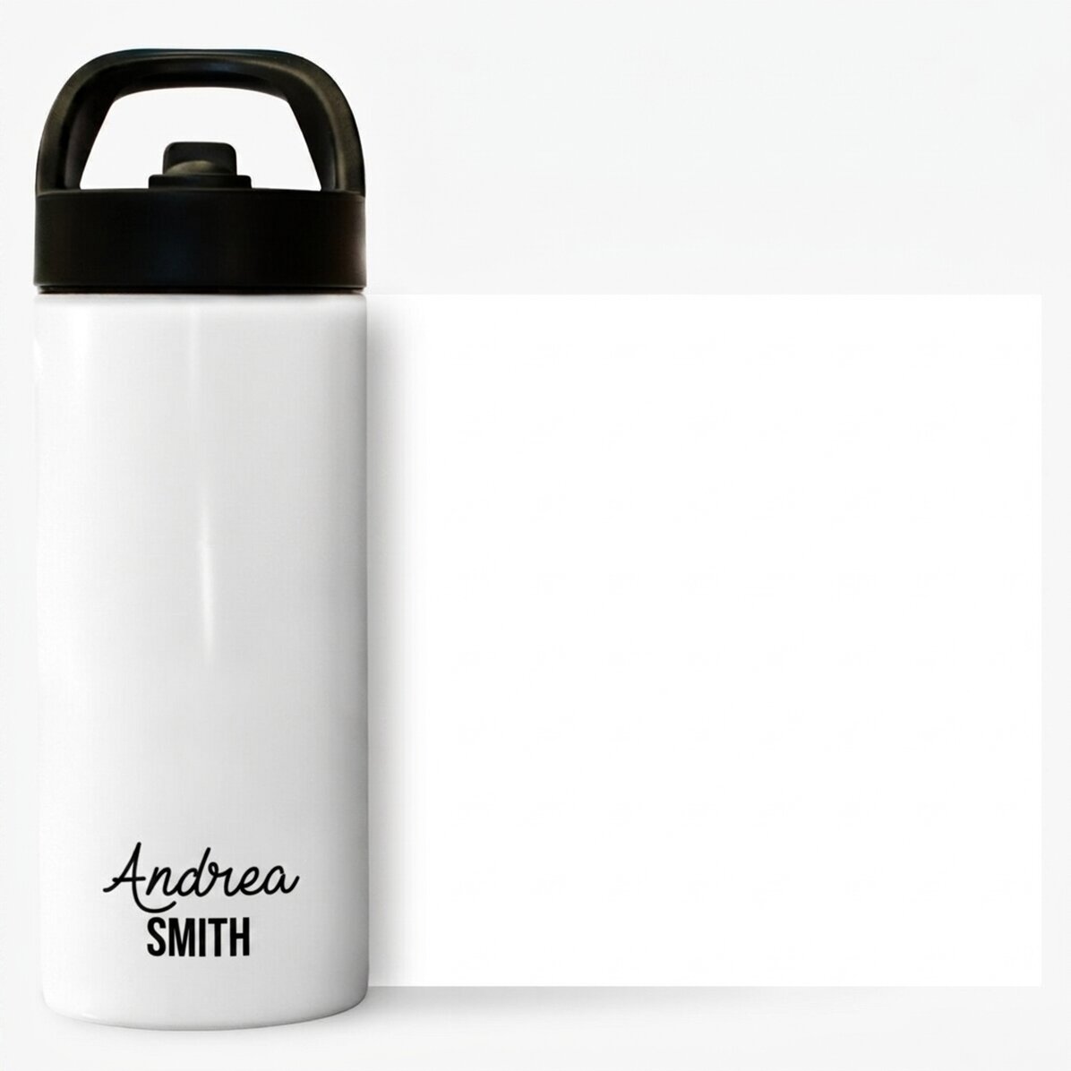 Término con asa y pajita personalizado con dos líneas de texto