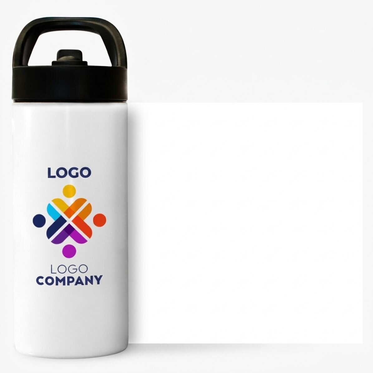 Término con asa y pajita personalizado con logotipo