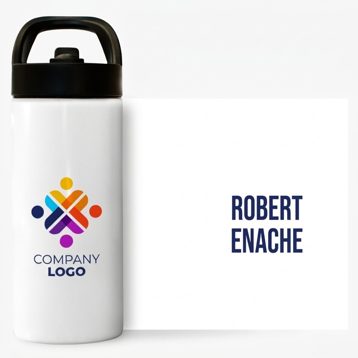 Término con asa y pajita personalizado con logotipo y nombre