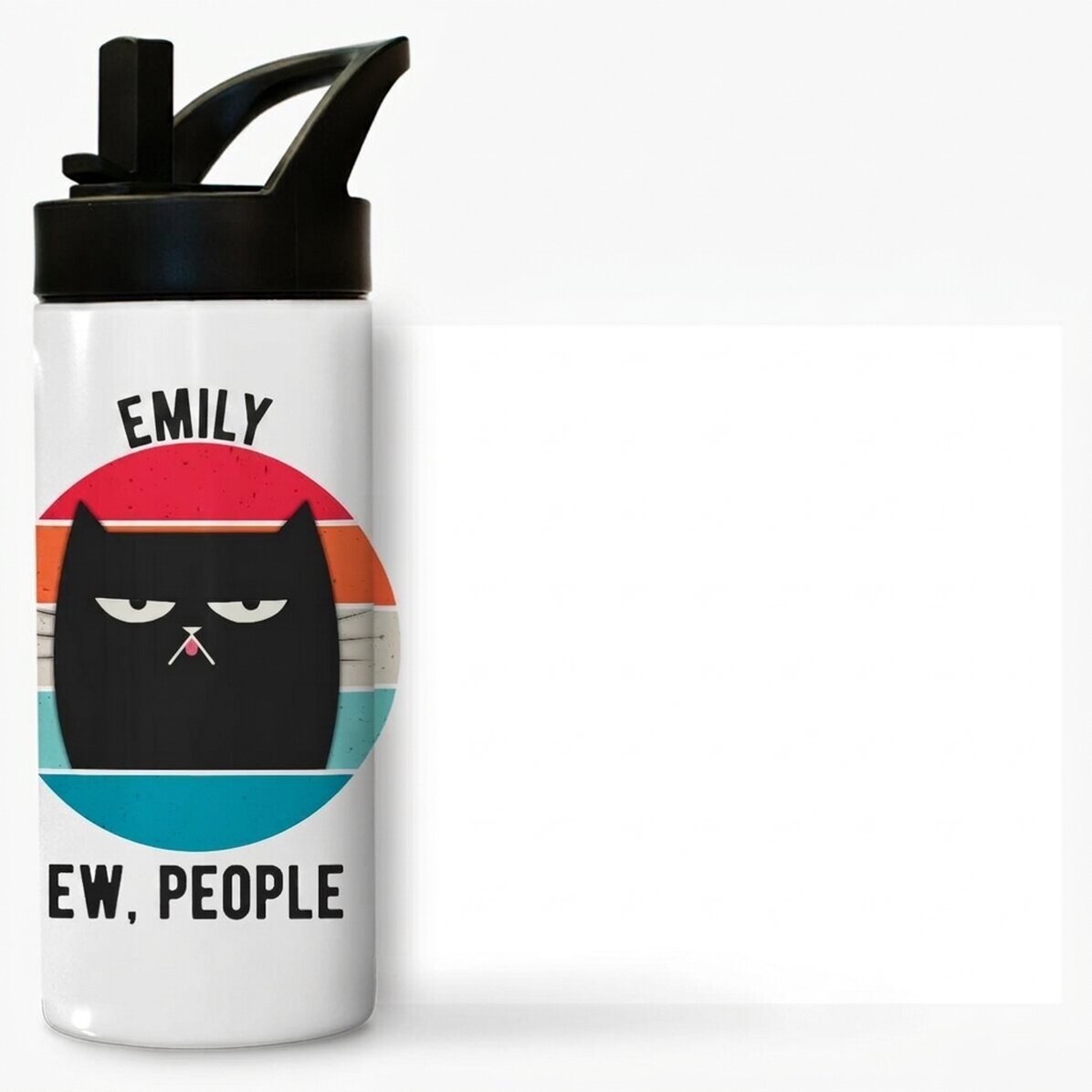 Término con asa y pajita personalizado con nombre - Ew, people