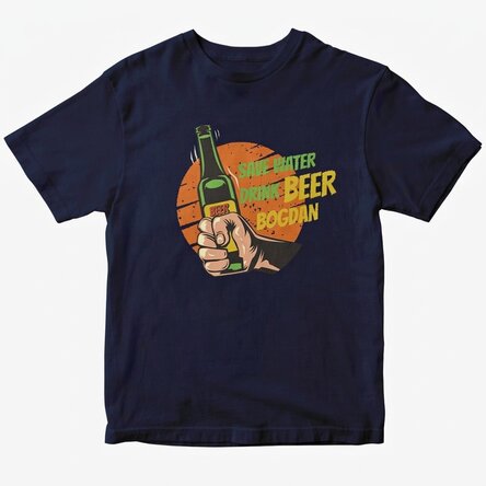 Camiseta de algodón personalizada con el texto: «Save water, drink beer»