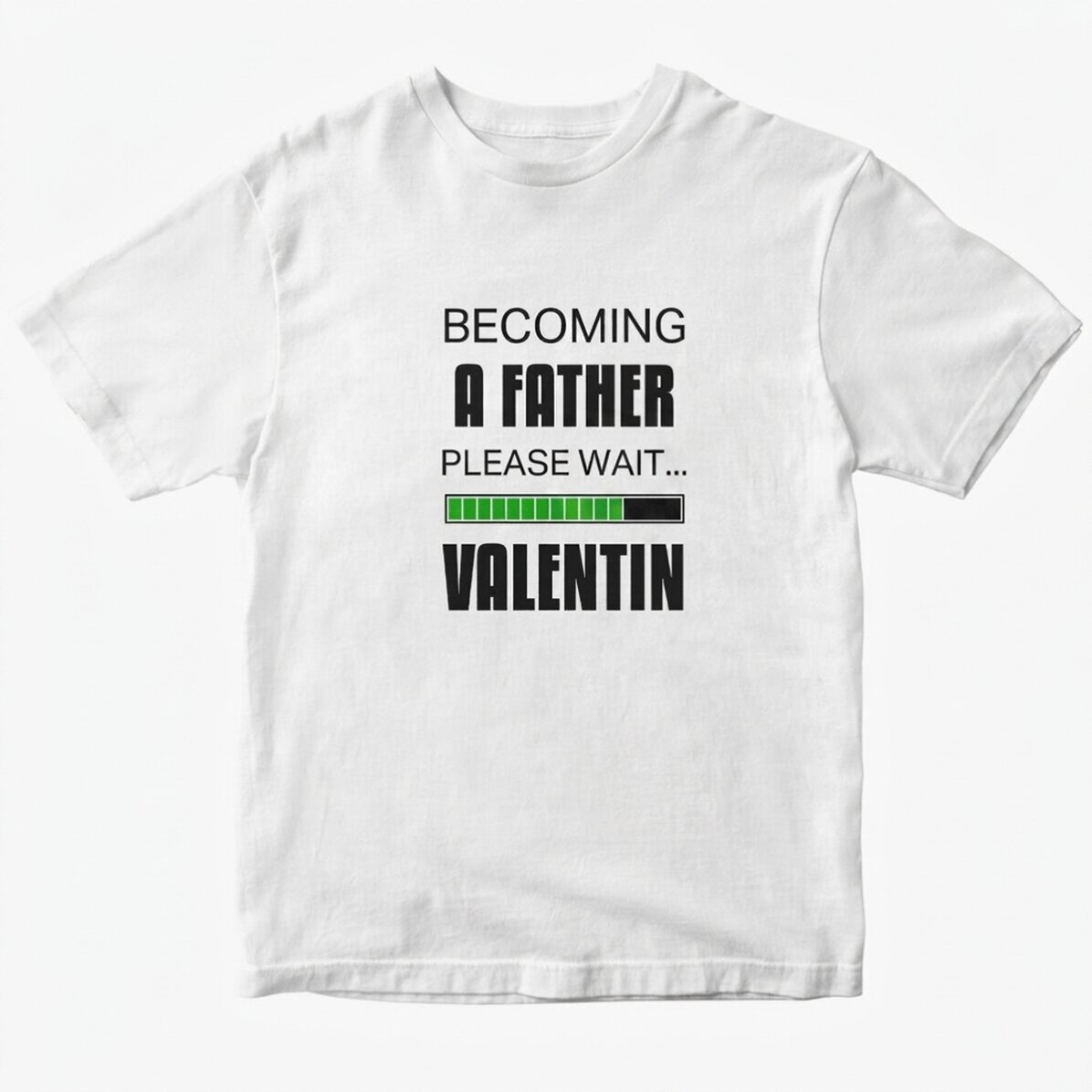 Camiseta de algodón personalizada con el texto «Becoming a father»