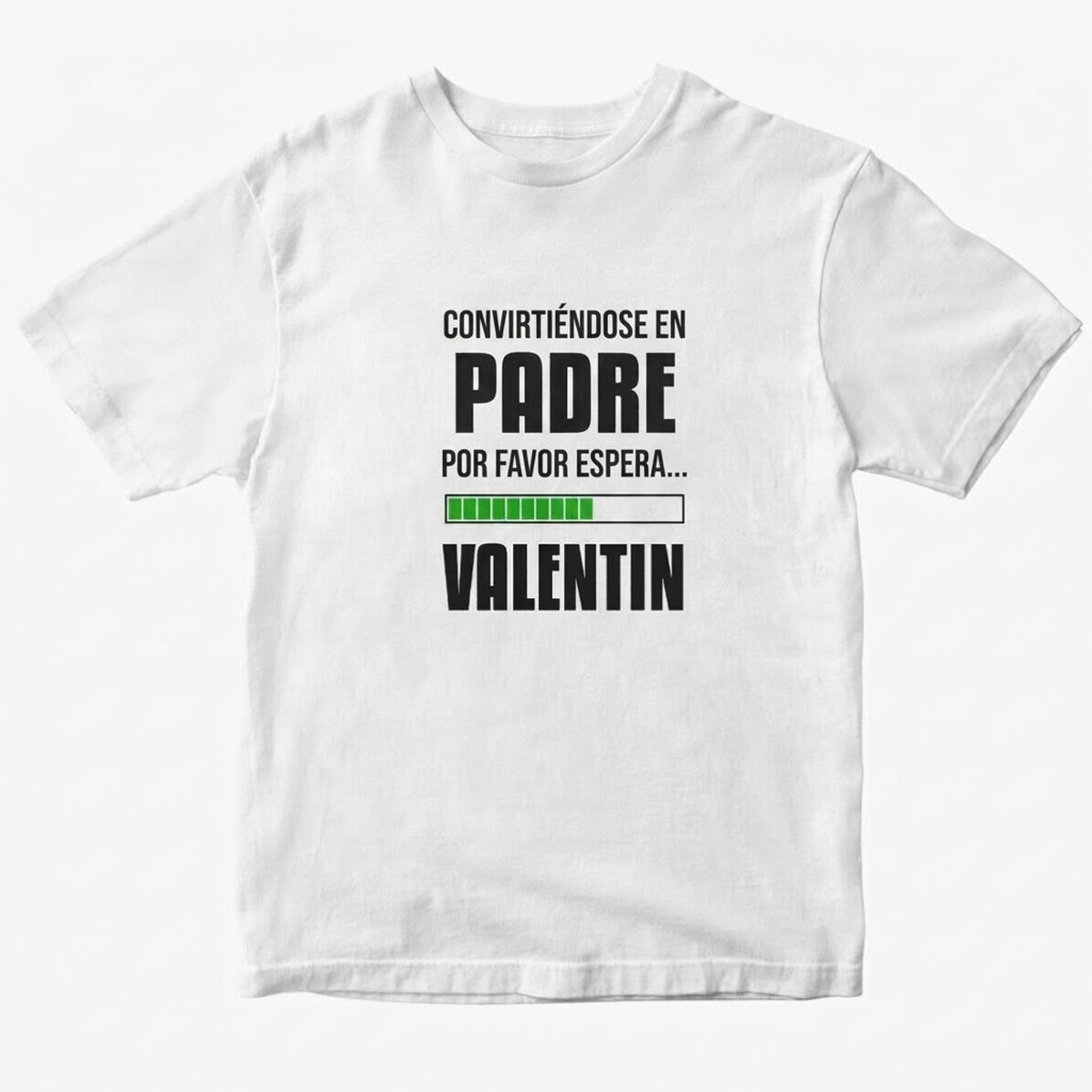 Camiseta de algodón personalizada con el texto «Becoming a father»