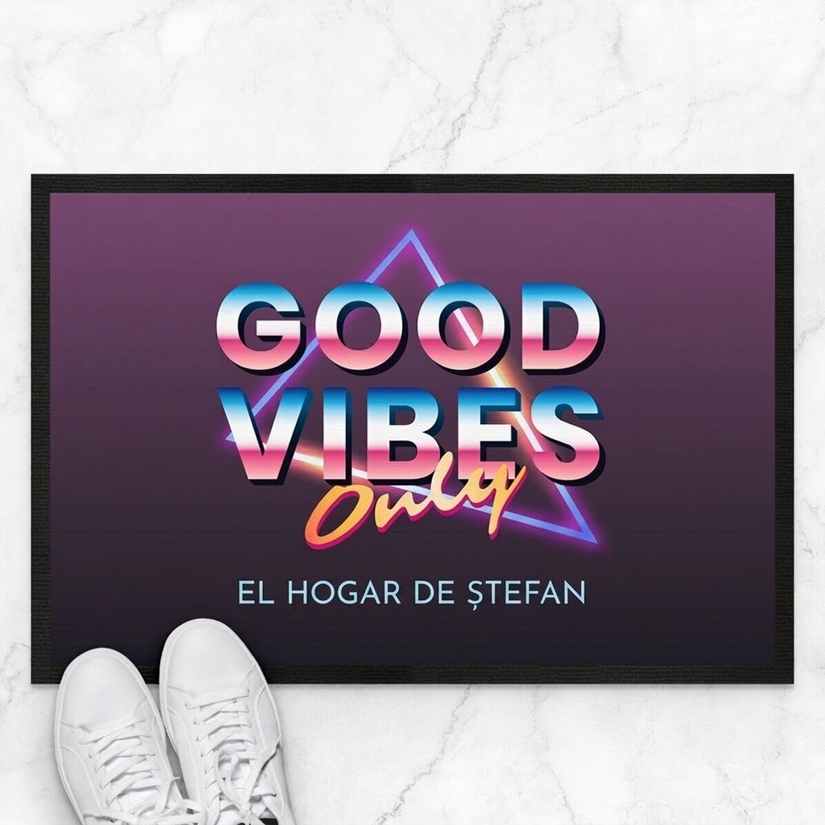 Felpudo de entrada personalizado con texto: «Good vibes only»