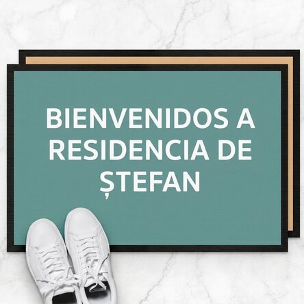 Alfombra de entrada personalizada con el texto «Welcome to my residence»