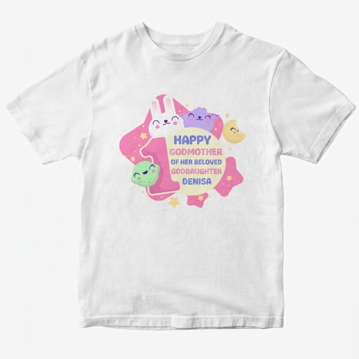Camiseta de algodón personalizada con texto (modelo para niñas) - 1.º aniversario