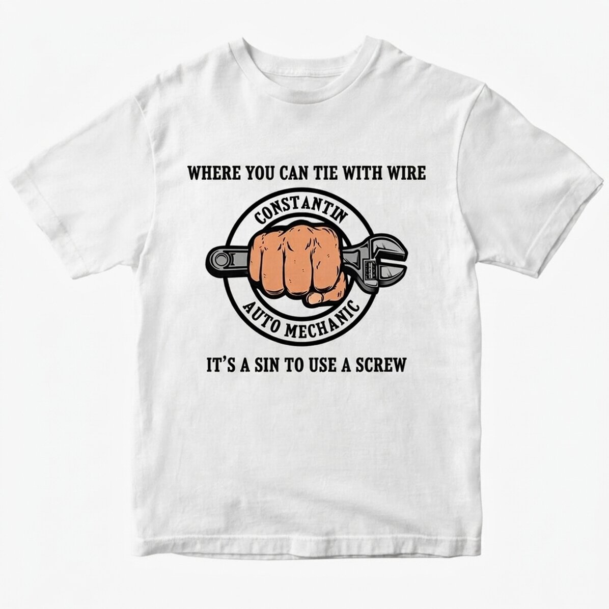 Camiseta de algodón personalizada con texto - Mecánico