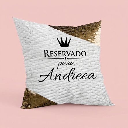 Cojín personalizado - reservado para... - Lentejuelas doradas