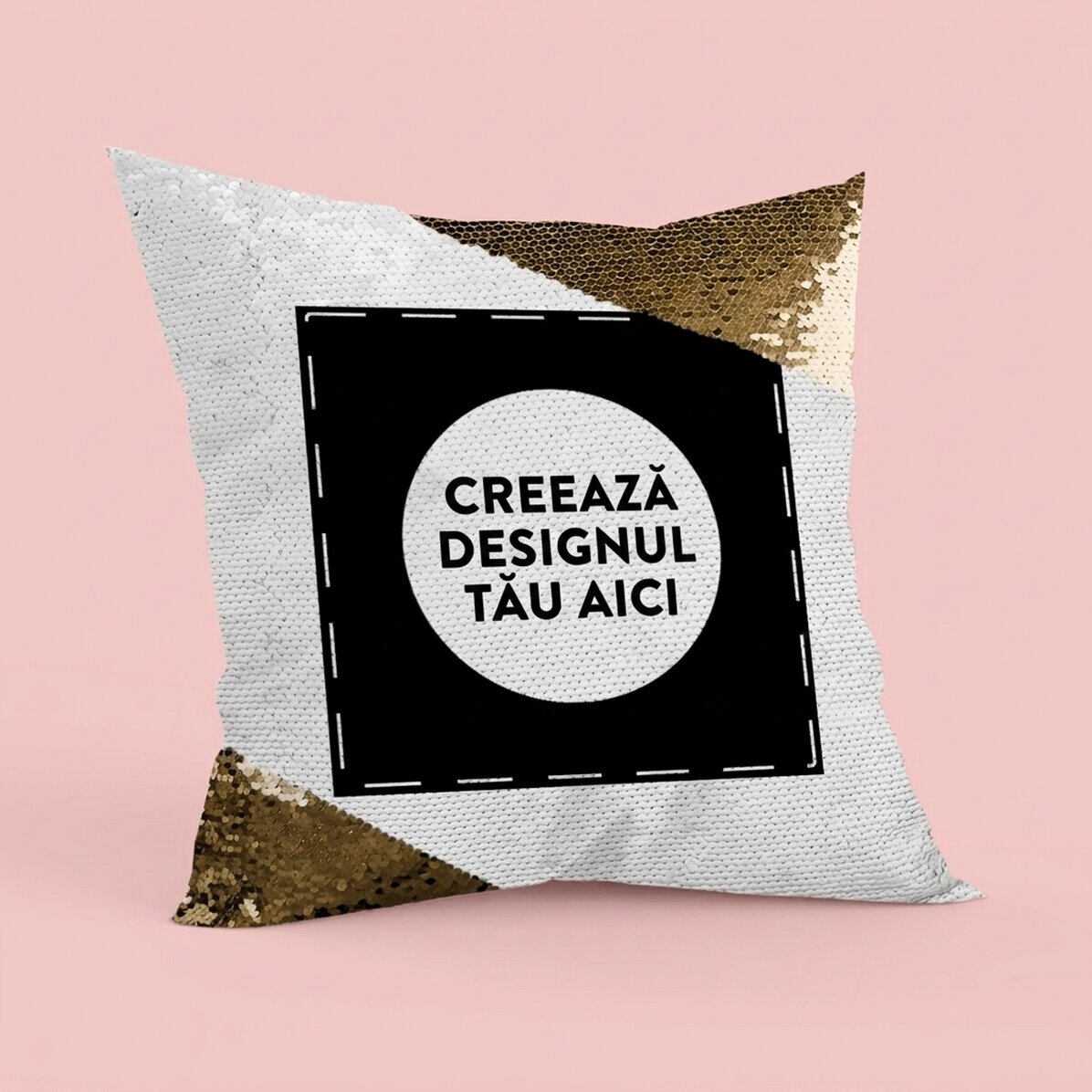 Cojín personalizado con tu diseño - Lentejuelas doradas