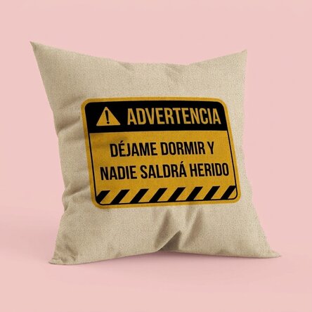 Almohada personalizada con texto - Advertencia - En