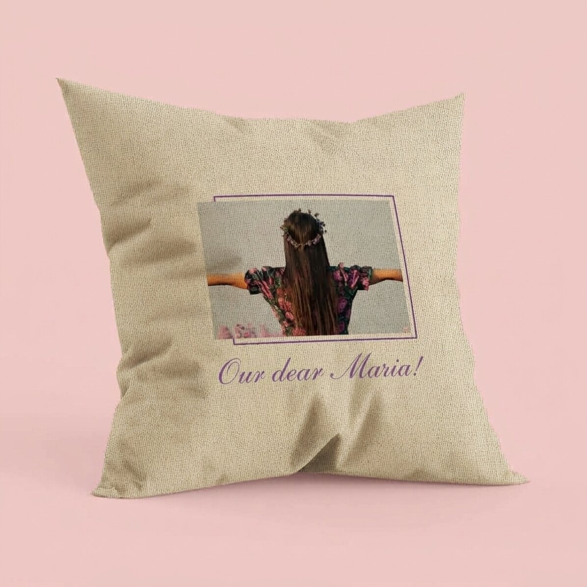 Cojín personalizado con una foto y un mensaje - En