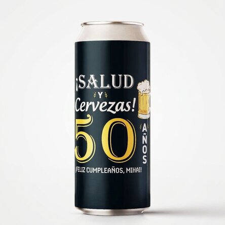Cerveza en lata personalizada con texto - ¡Salud!