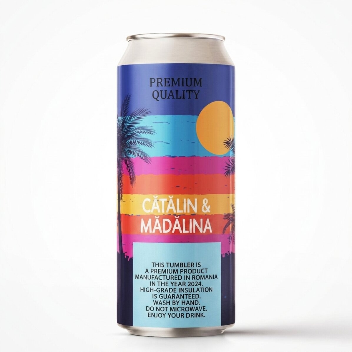 Cerveza en lata personalizada con texto: «summer vibes»