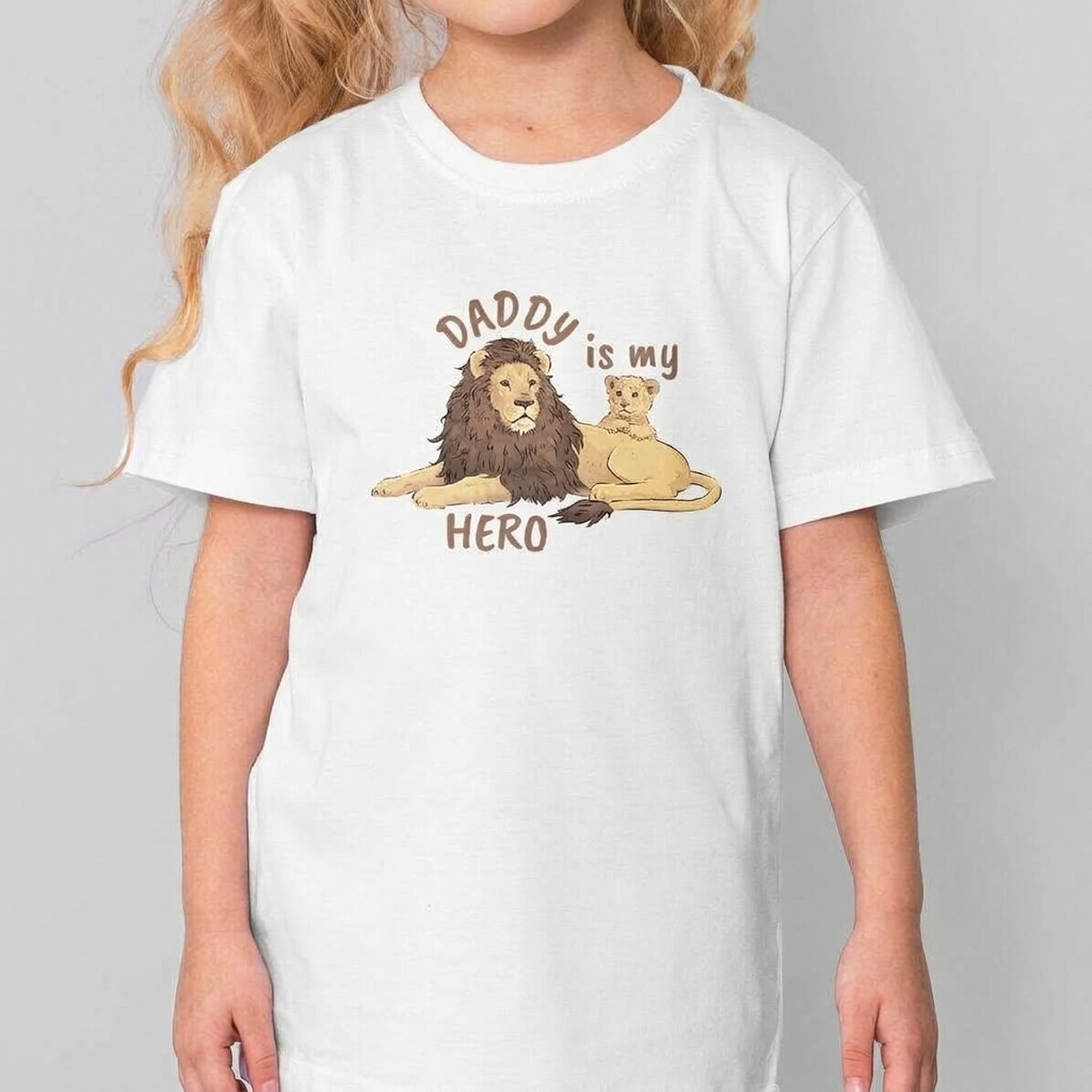 Camiseta de algodón para niños personalizada con el texto: «Daddy is my hero»