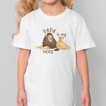 Camiseta de algodón para niños personalizada con el texto: «Daddy is my hero»