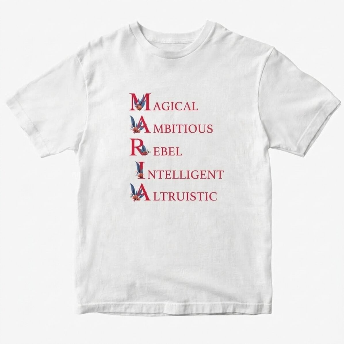 Camiseta de algodón personalizada con texto - María