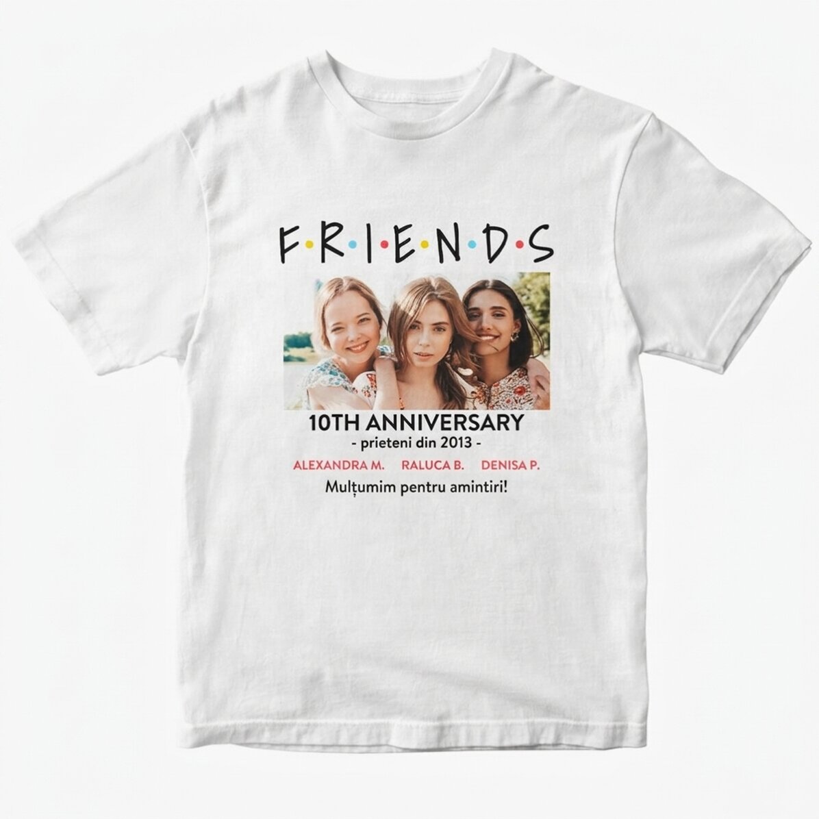 Camiseta de algodón personalizada con una foto y un mensaje - FRIENDS