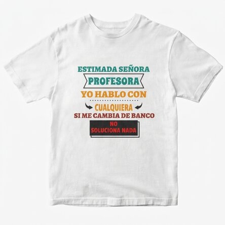 Camiseta de algodón personalizada con texto: «Hablo con todo el mundo»