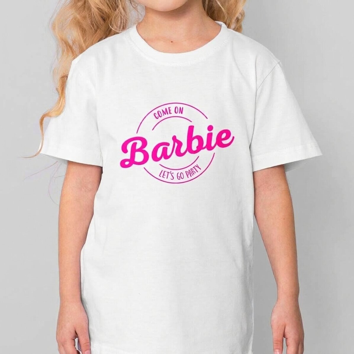 Camiseta de algodón para niños personalizada con texto - Barbie