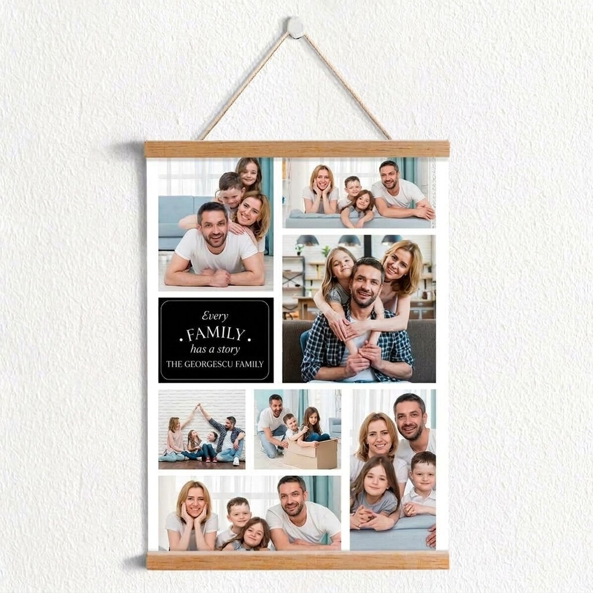 Póster con colgador personalizado con 7 fotos de familia