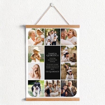 Póster con ganchos personalizado con texto y 10 fotos - Nuestra familia