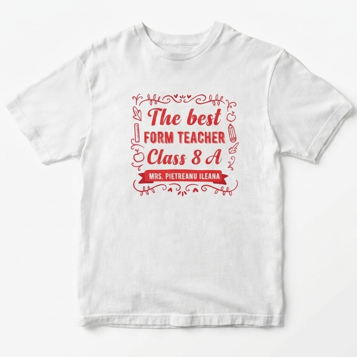 Camiseta de algodón personalizada con texto: «El mejor profesor»