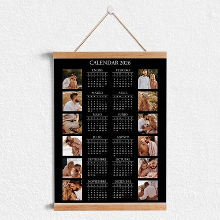 Póster calendario con gancho personalizado con 12 fotos y texto