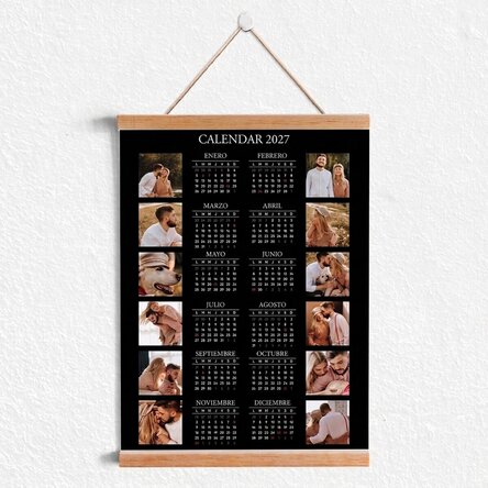 Póster calendario con gancho personalizado con 12 fotos y texto