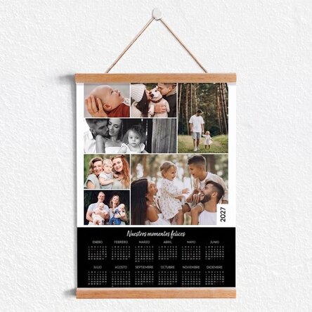 Póster-calendario con colgador personalizado con 7 fotos y texto