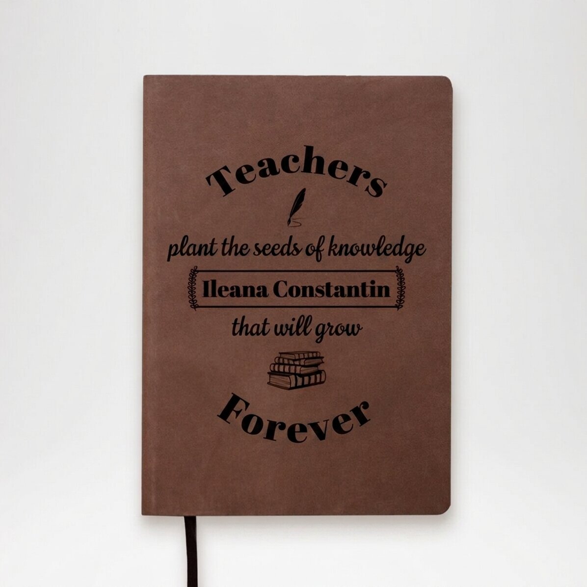 Agenda de piel personalizada con nombre para profesores - Las semillas del conocimiento