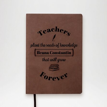 Agenda de piel personalizada con nombre para profesores - Las semillas del conocimiento